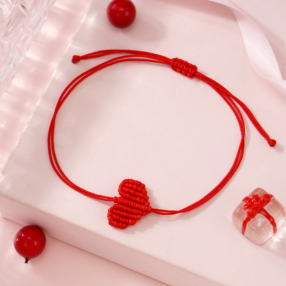 Bohemian Style Red Heart Handmade Woven Bracelet